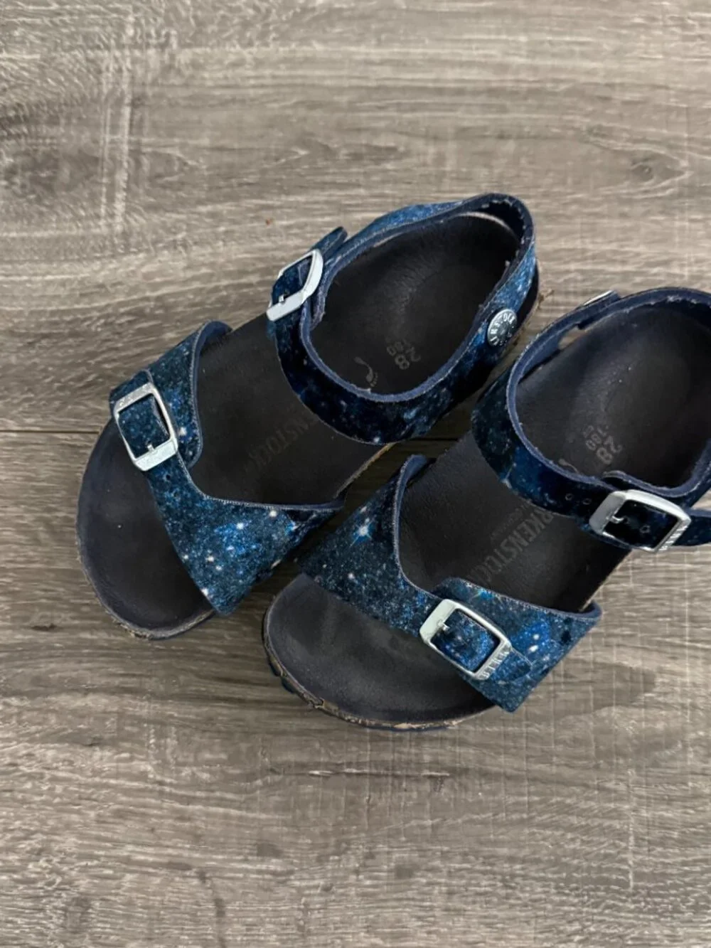 Birkenstock Rio Kids Sandals Blue Milky Way Galaxy Print EU 28 US 10